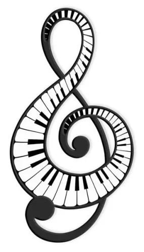 PIANO KEY TREBLE CLEF, 16", Black and White
