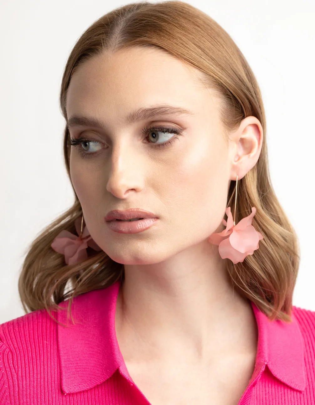 Pink Frosted Flower Drop Earrings