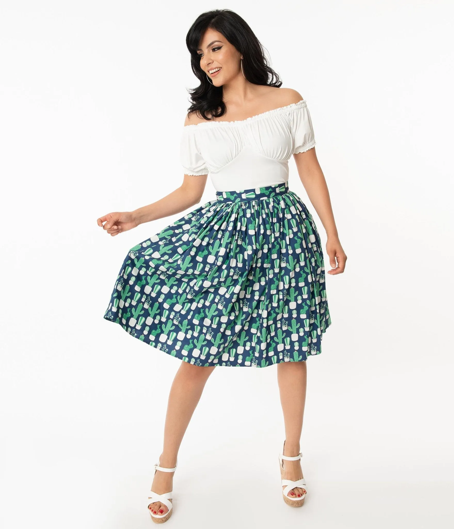 Potted Cactus Swing Skirt