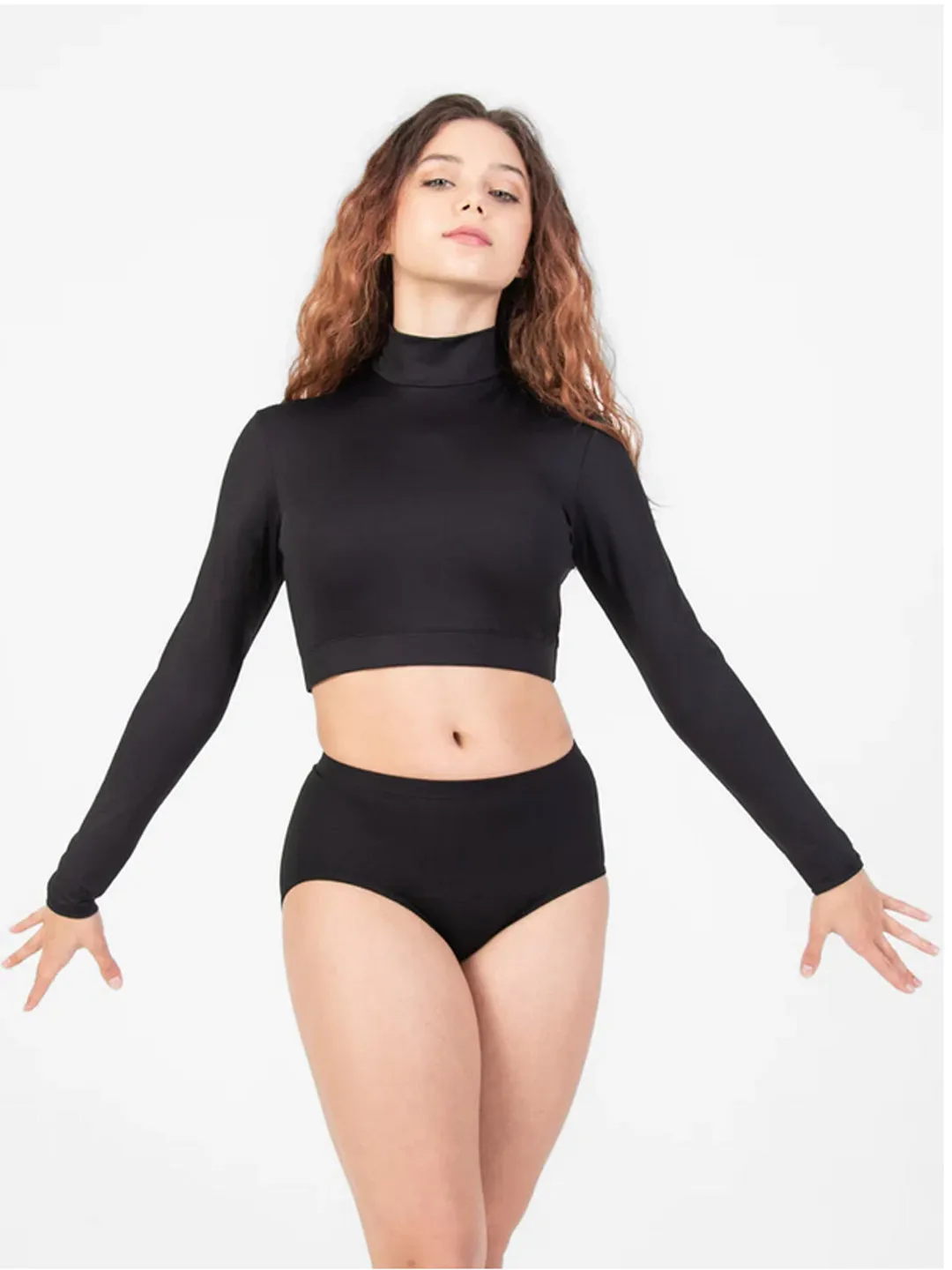 ProWear Zip Back Mock Turtleneck Crop Top