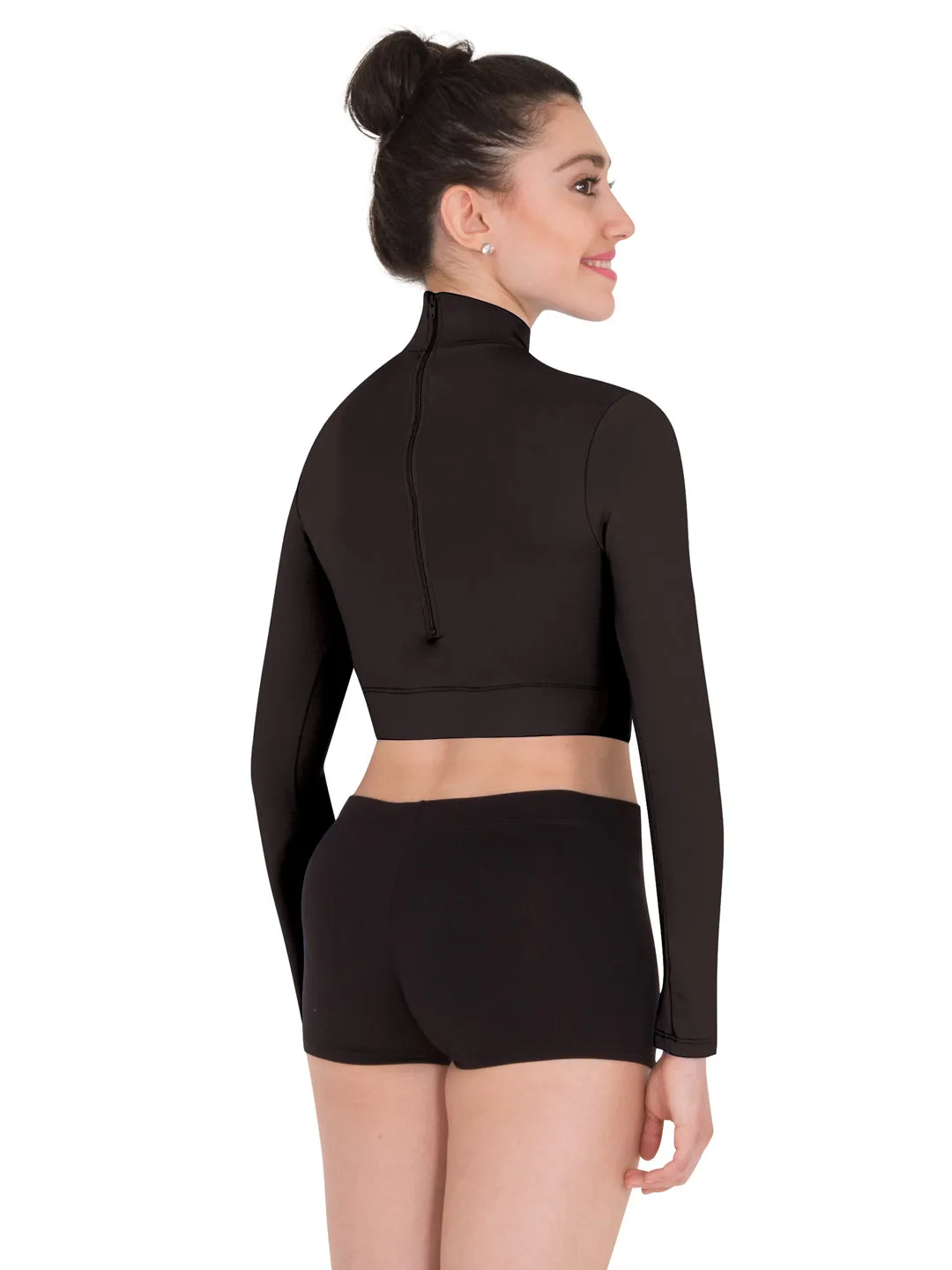 ProWear Zip Back Mock Turtleneck Crop Top