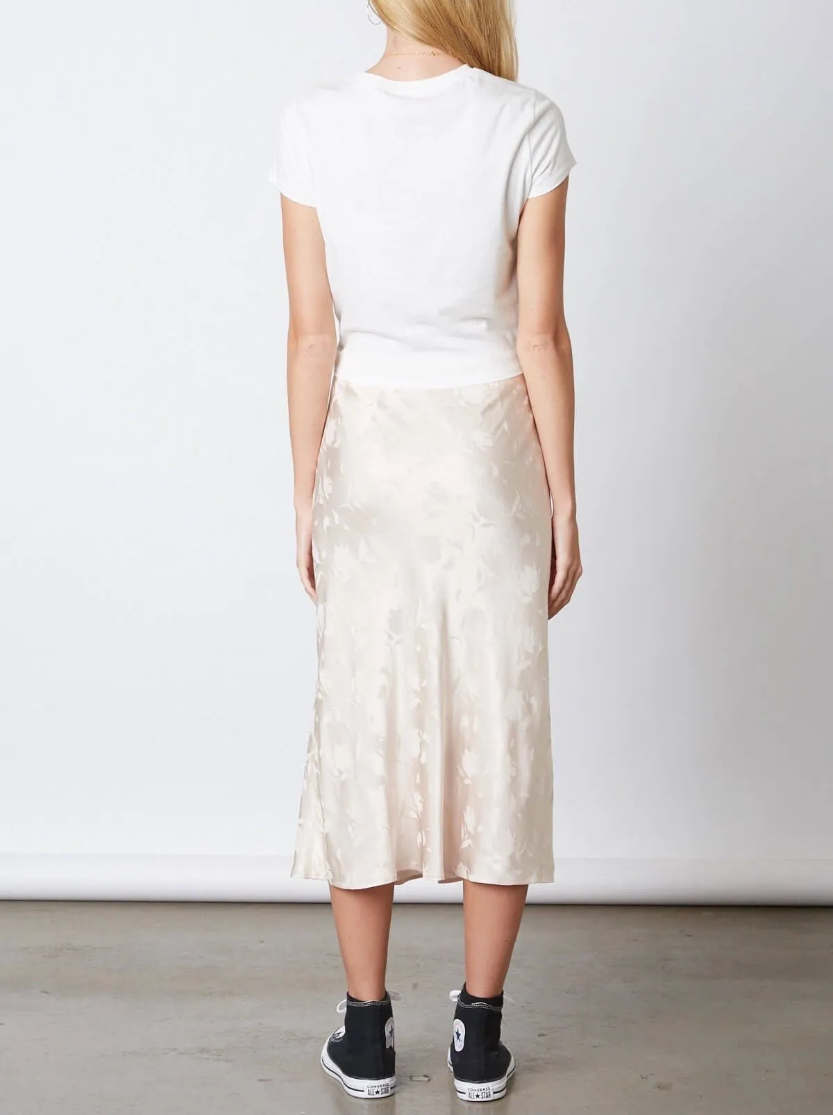 Satin Floral Midi Skirt