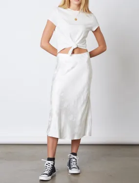 Satin Floral Midi Skirt