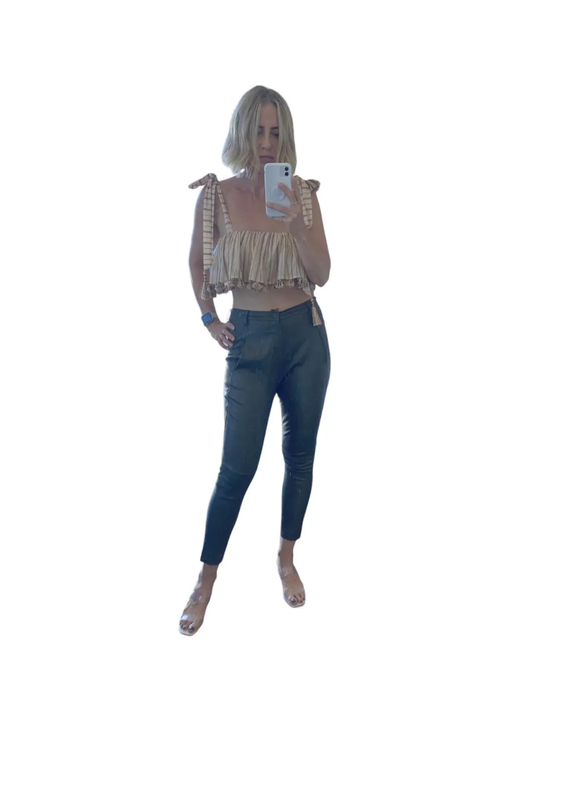 Scanlan Theodore Stretch Leather Pants | Skinny leg, Mid Rise, Khaki, Size 10