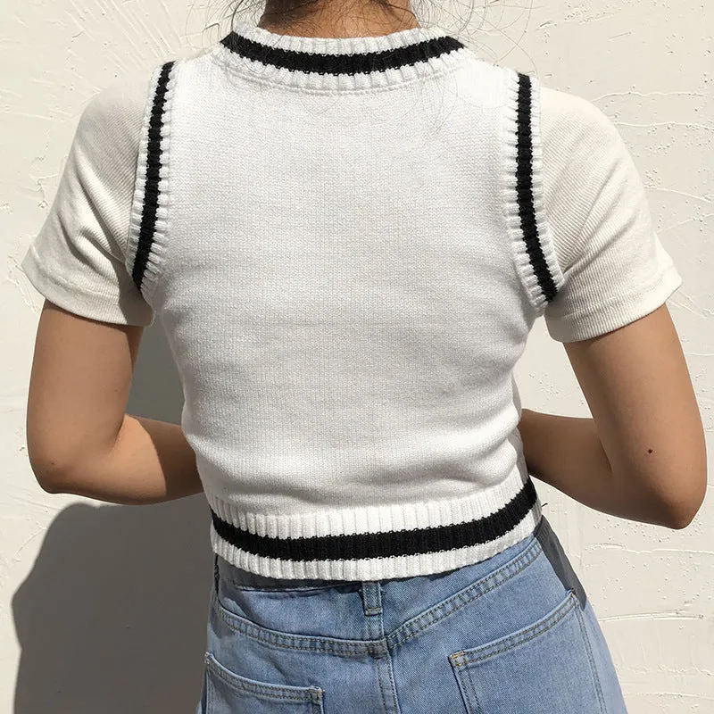 Sexy Wool Cami Crop Top Vest Milk Cow Knitting Outfit Knitwear Sweater 6672
