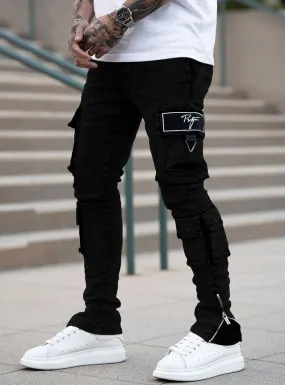 Signature Cargo Jeans in Jet Black