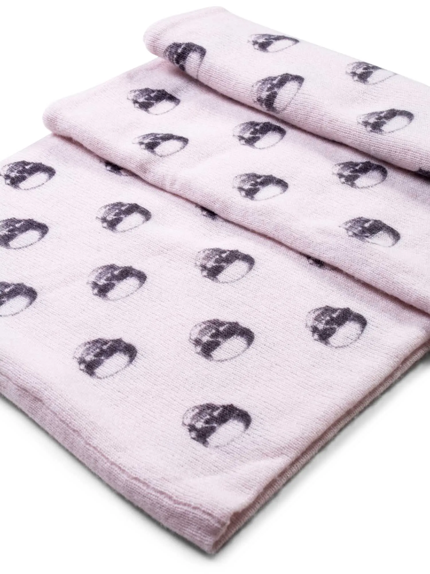 Skull Cashmere Knitted Cashmere Infinity Scarf Pink