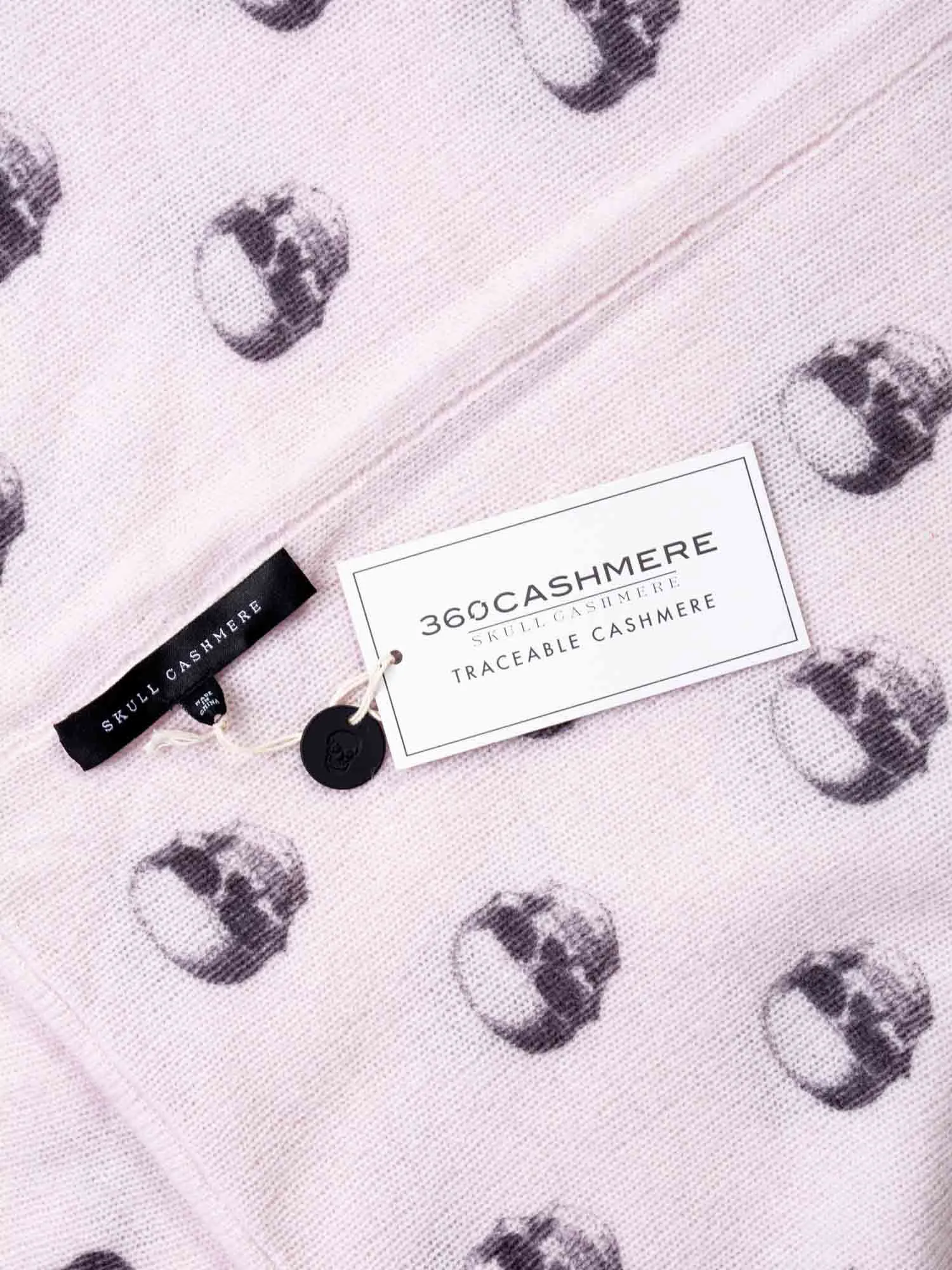 Skull Cashmere Knitted Cashmere Infinity Scarf Pink
