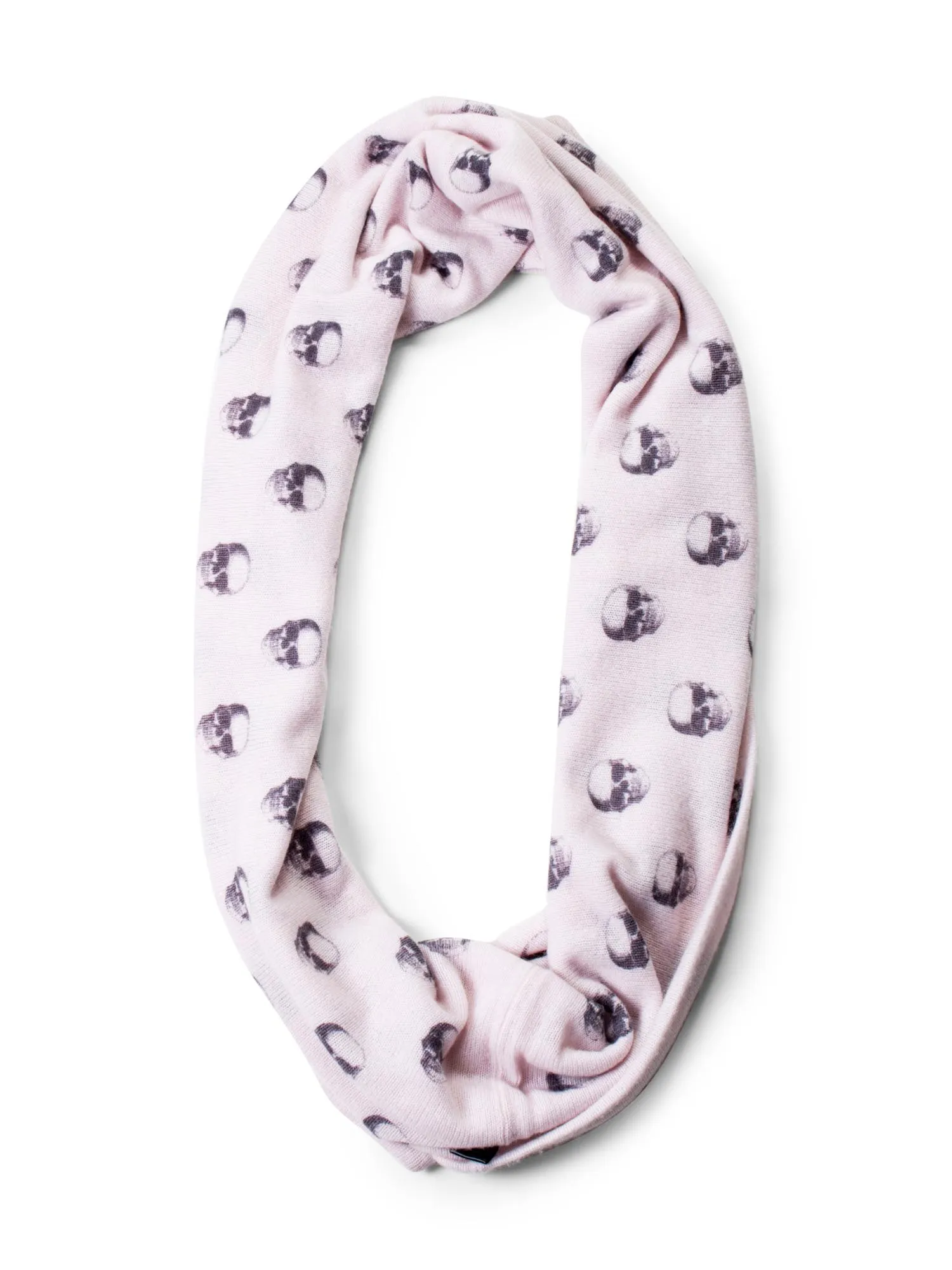 Skull Cashmere Knitted Cashmere Infinity Scarf Pink