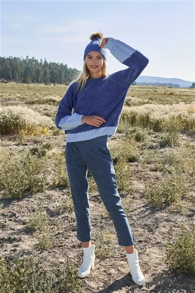 Slate Blue Corduroy High Waist Crop Pants