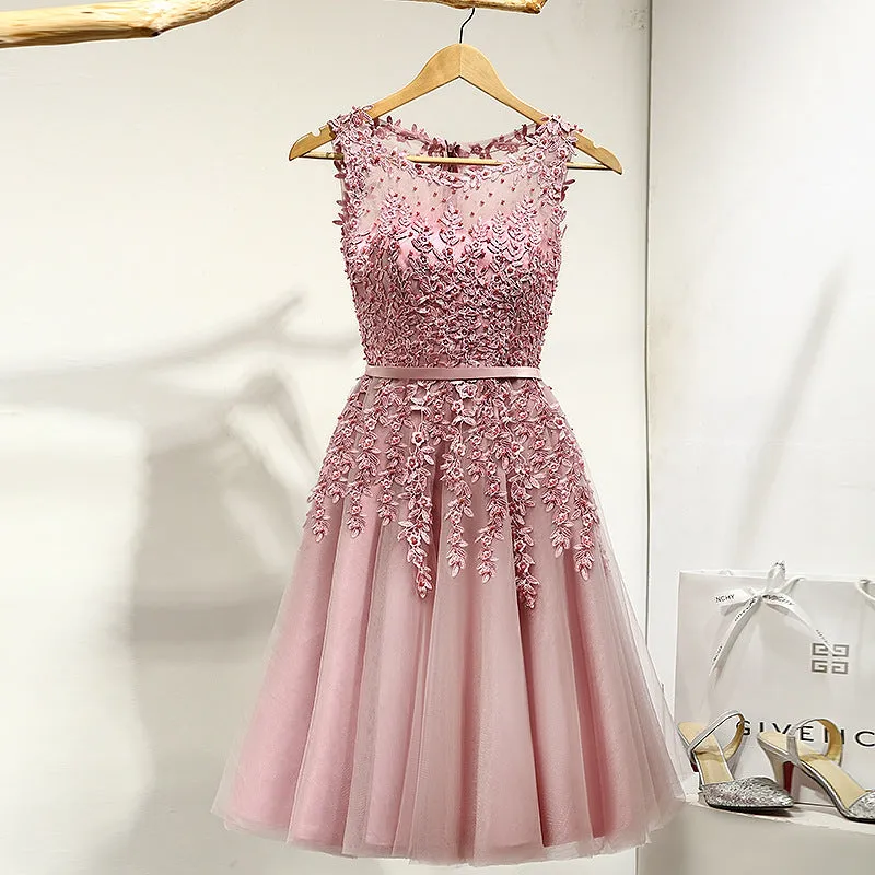 Sleeveless Chiffon Cocktail Dress with Lace Overlay