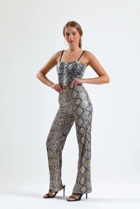 SNS Sense Bej says Black Snake. Sense Wide-Leg Sequin Pants. - Rieti