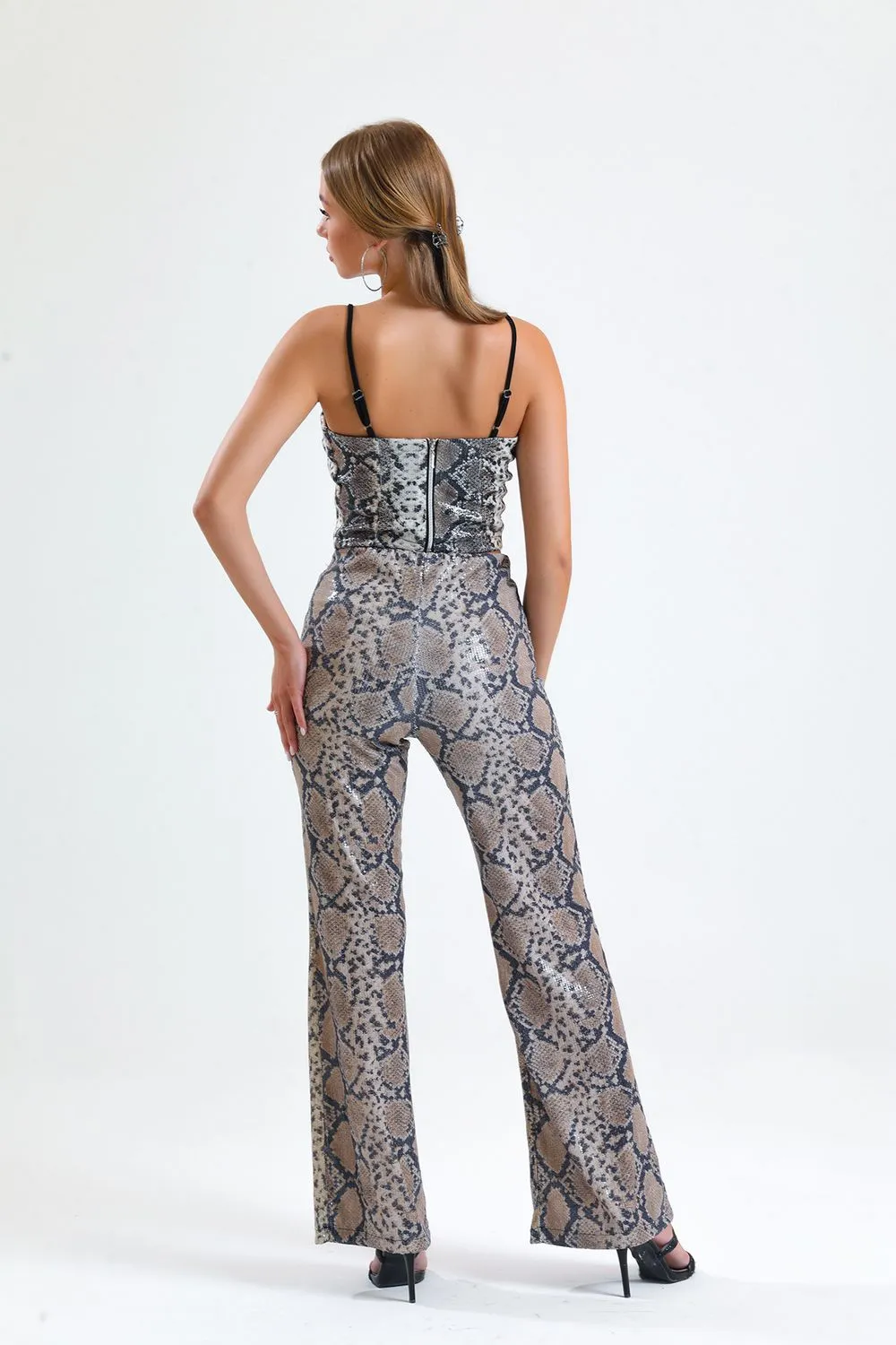SNS Sense Bej says Black Snake. Sense Wide-Leg Sequin Pants. - Rieti