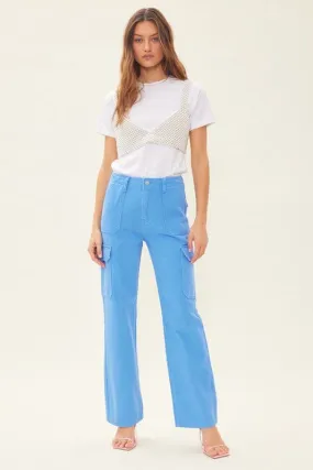 Straight Leg Cargo Jeans Blue