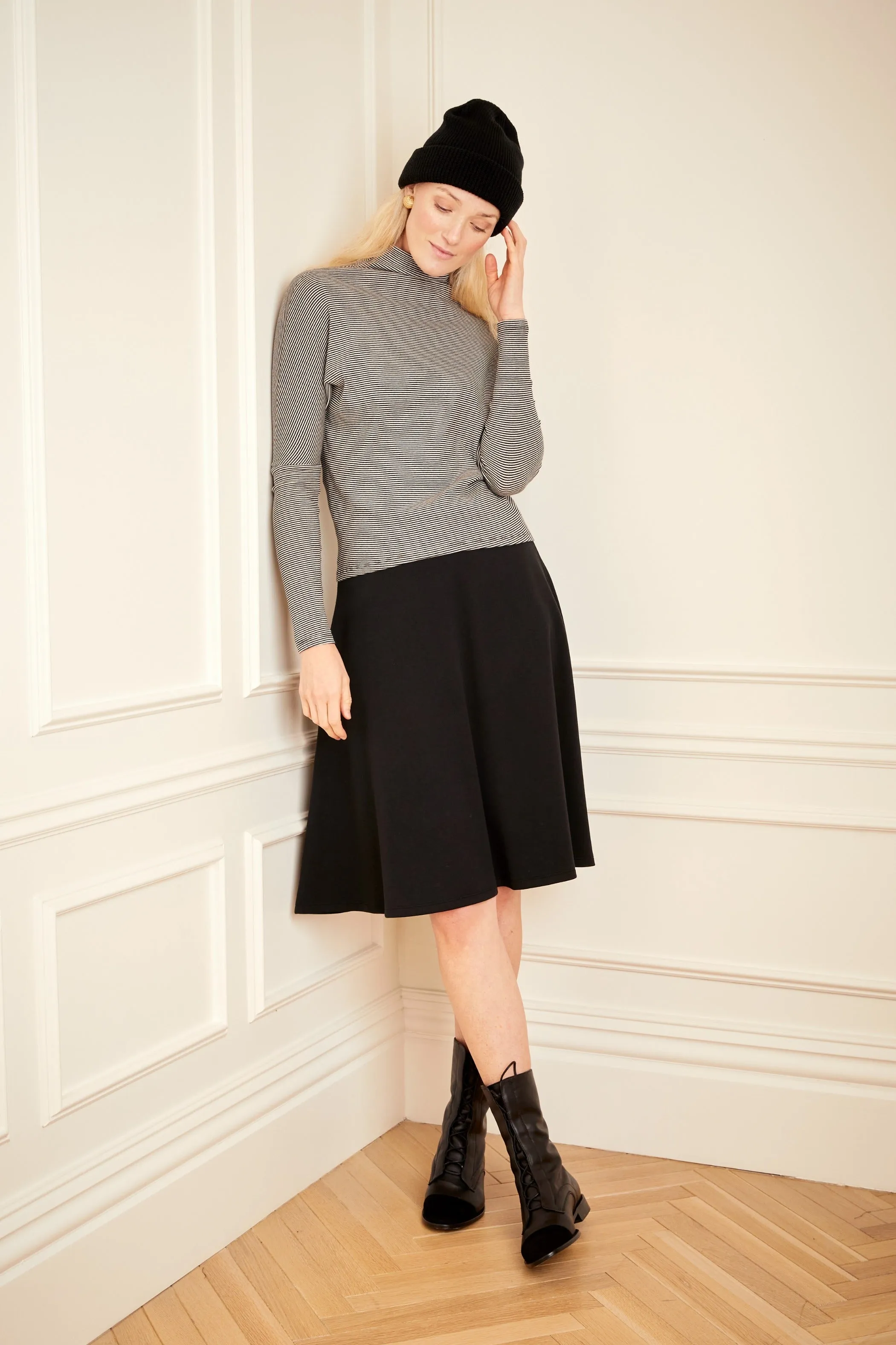 Striped Dolman Sleeve Turtleneck