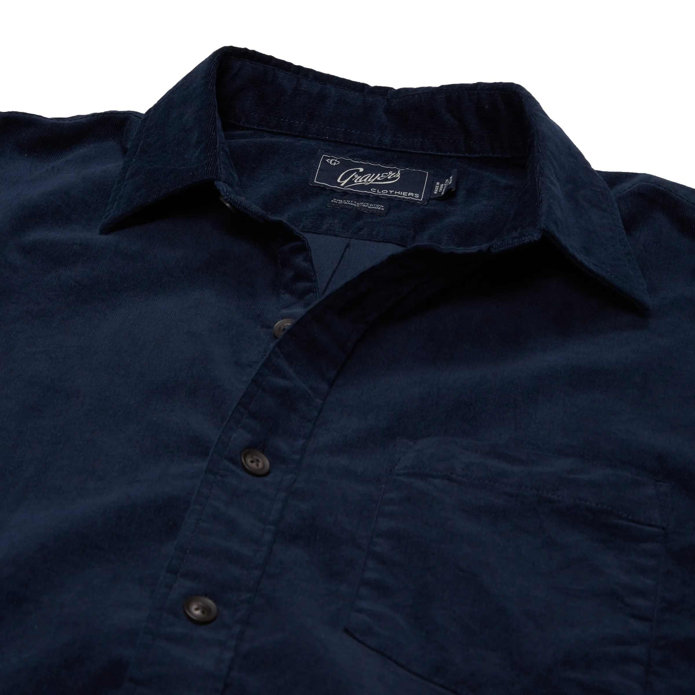 Sutherland Stretch Corduroy Shirt - Caviar (Final Sale)*