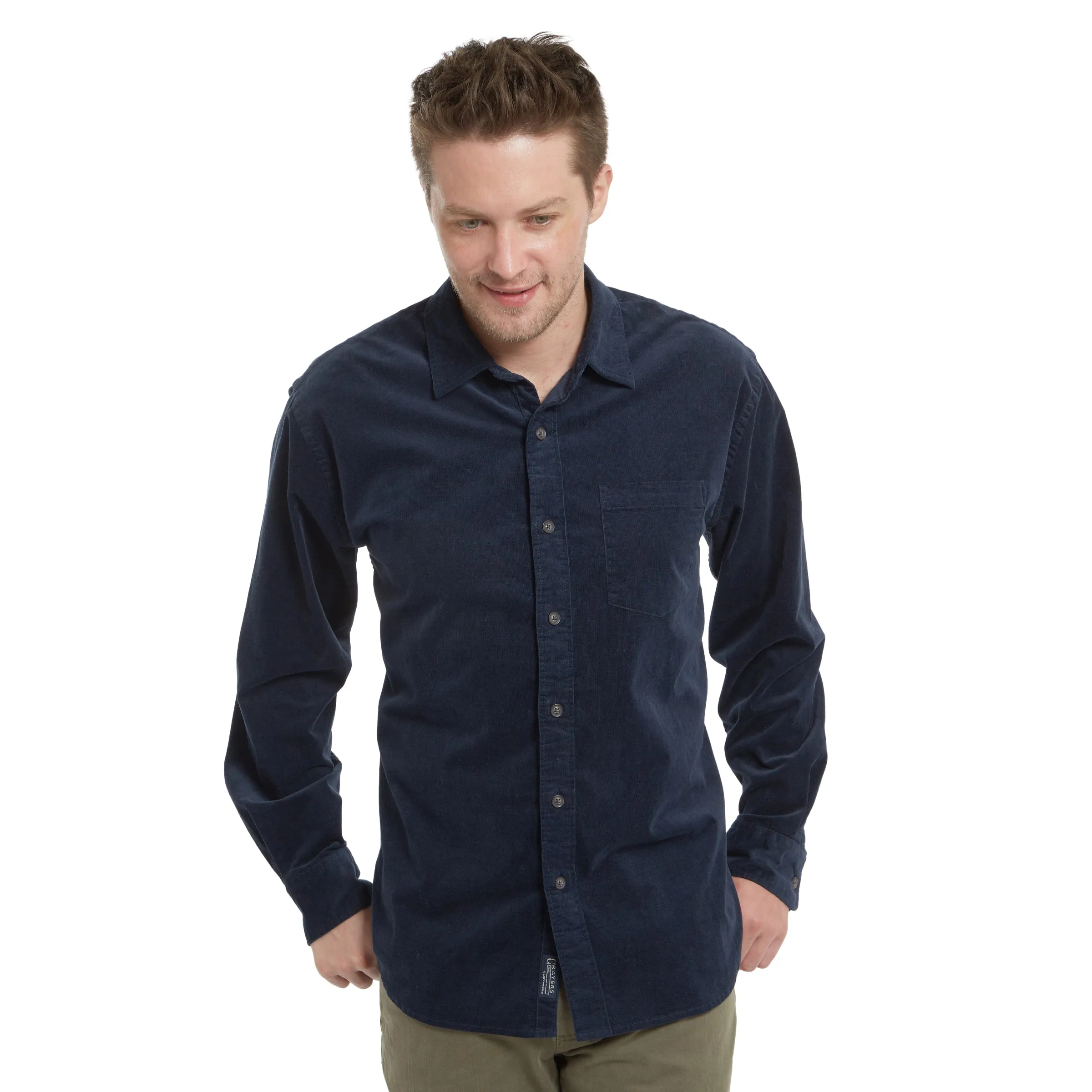 Sutherland Stretch Corduroy Shirt - Caviar (Final Sale)*