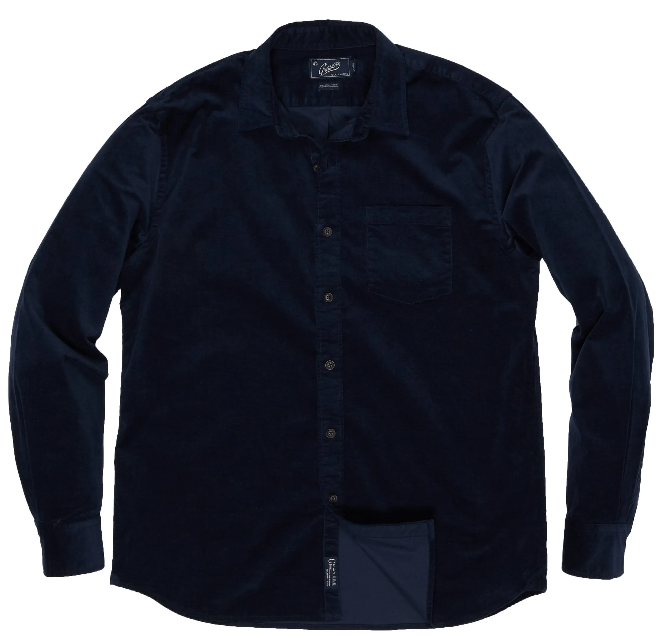 Sutherland Stretch Corduroy Shirt - Caviar (Final Sale)*