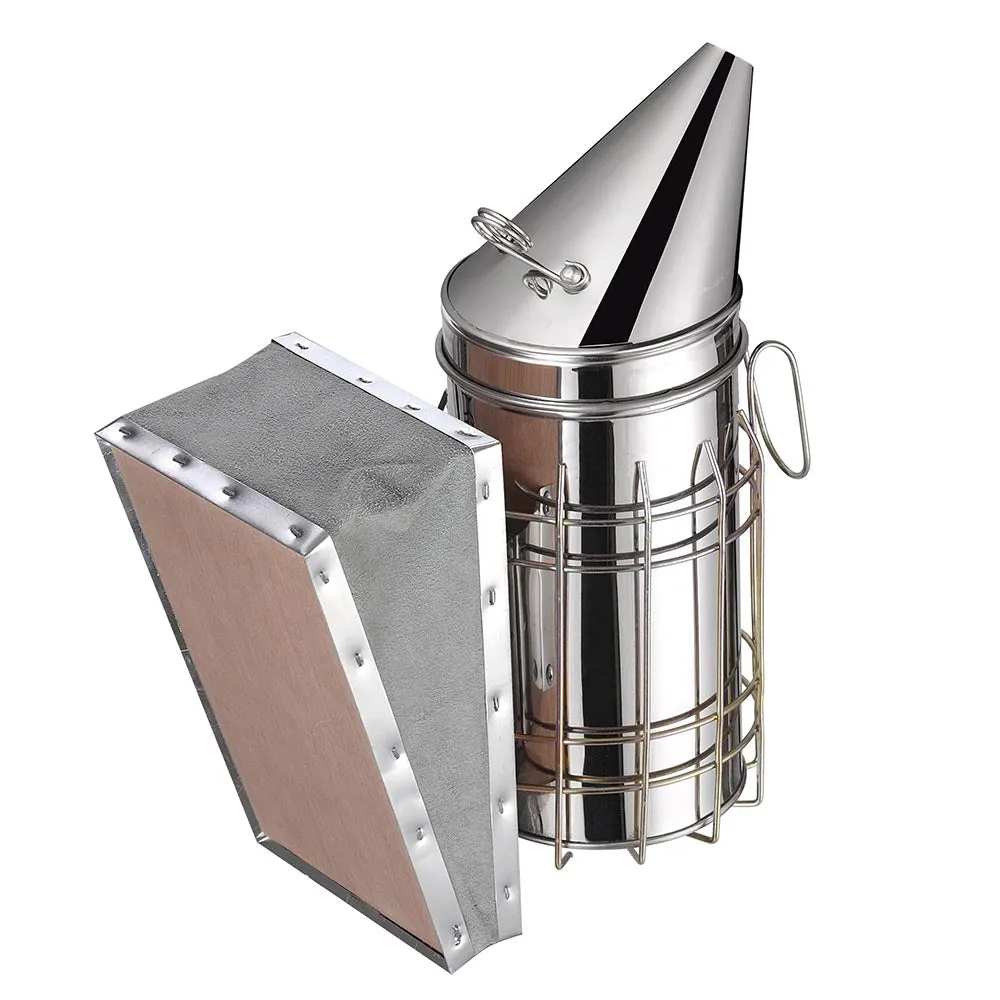 TheLAShop 11" Stainless Steel Bee Hive Smoker w/ Heat Shield Calming