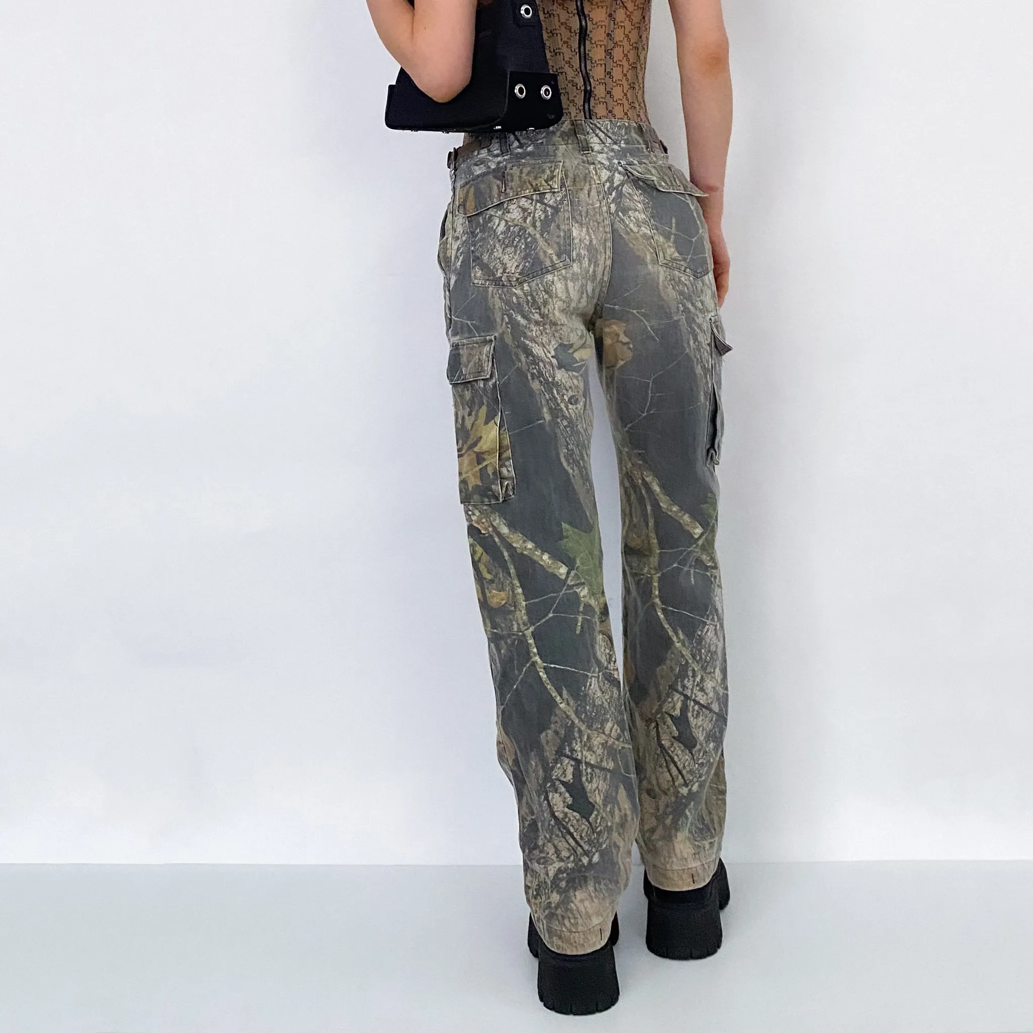 Tree Print Camo Cargos - XS