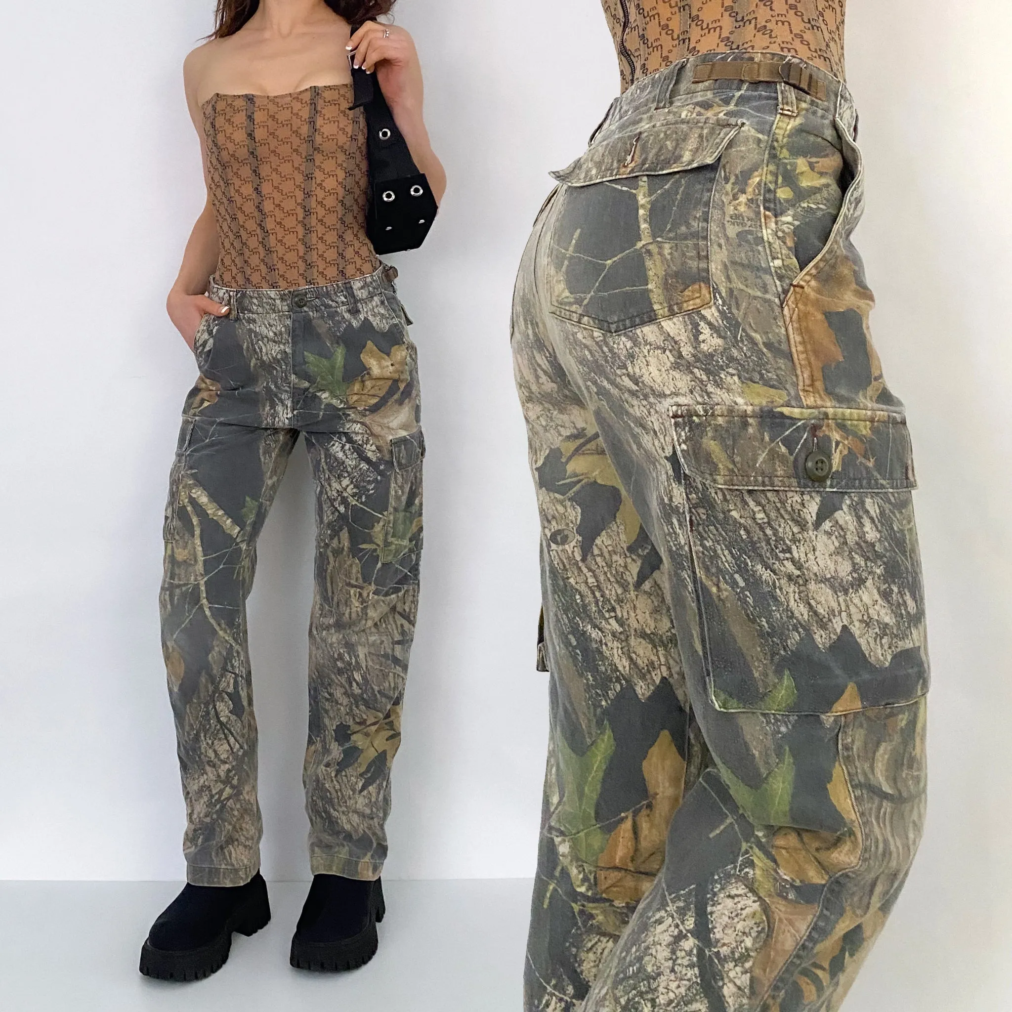 Tree Print Camo Cargos - XS