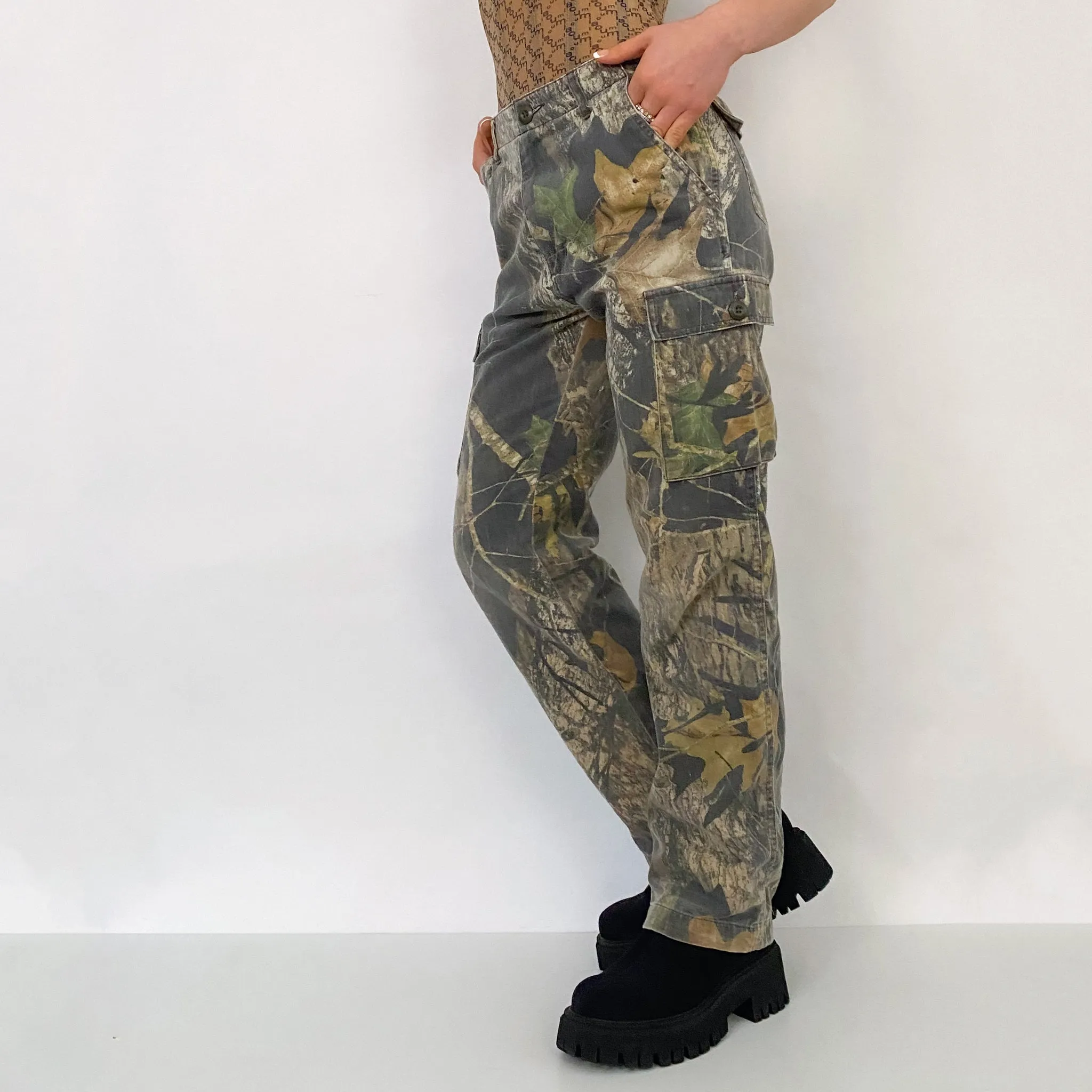 Tree Print Camo Cargos - XS