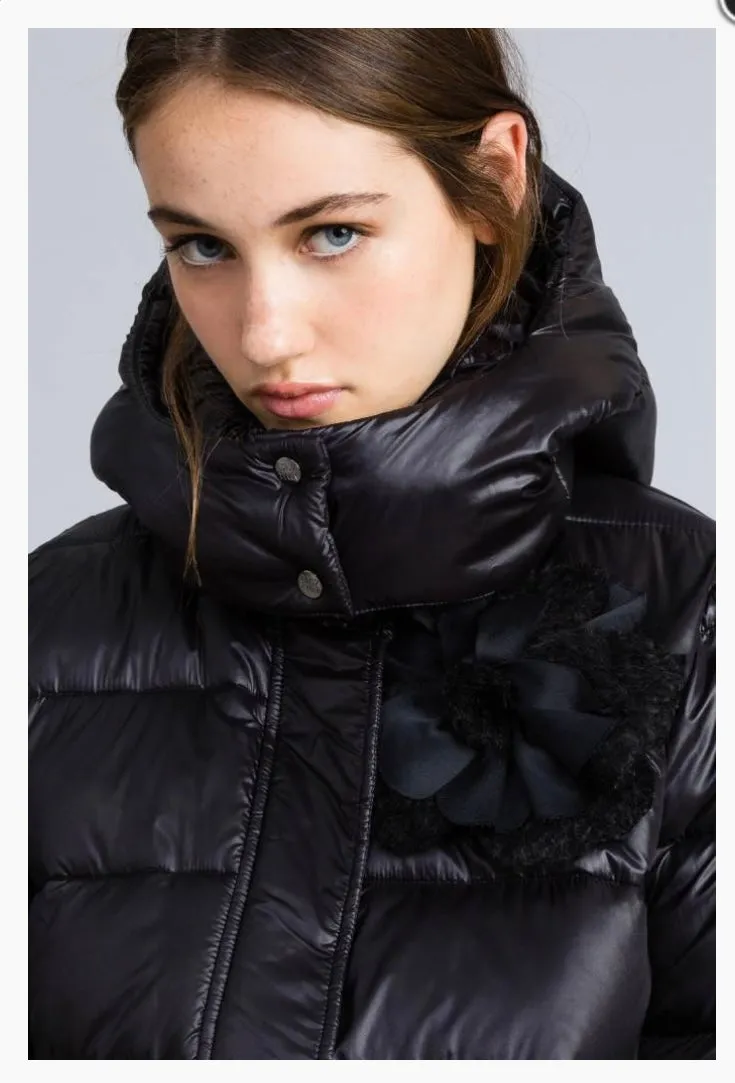TWIN SET LONG DOWN PUFFER IN BLACK FALL 24