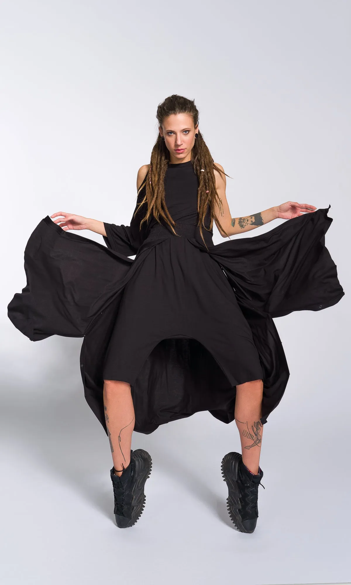 Two-piece Set of Cape Pants and One Sleeve Top