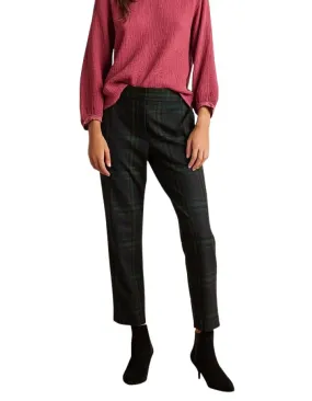 Velvet Jackie Stretch Plaid Straight Leg Pant - Green Plaid