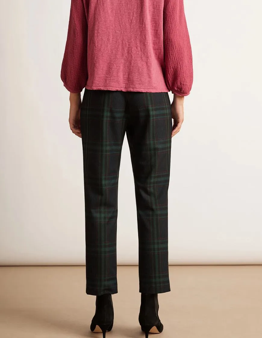 Velvet Jackie Stretch Plaid Straight Leg Pant - Green Plaid