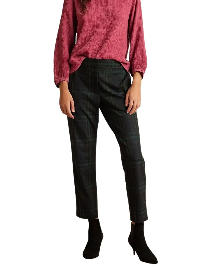 Velvet Jackie Stretch Plaid Straight Leg Pant - Green Plaid