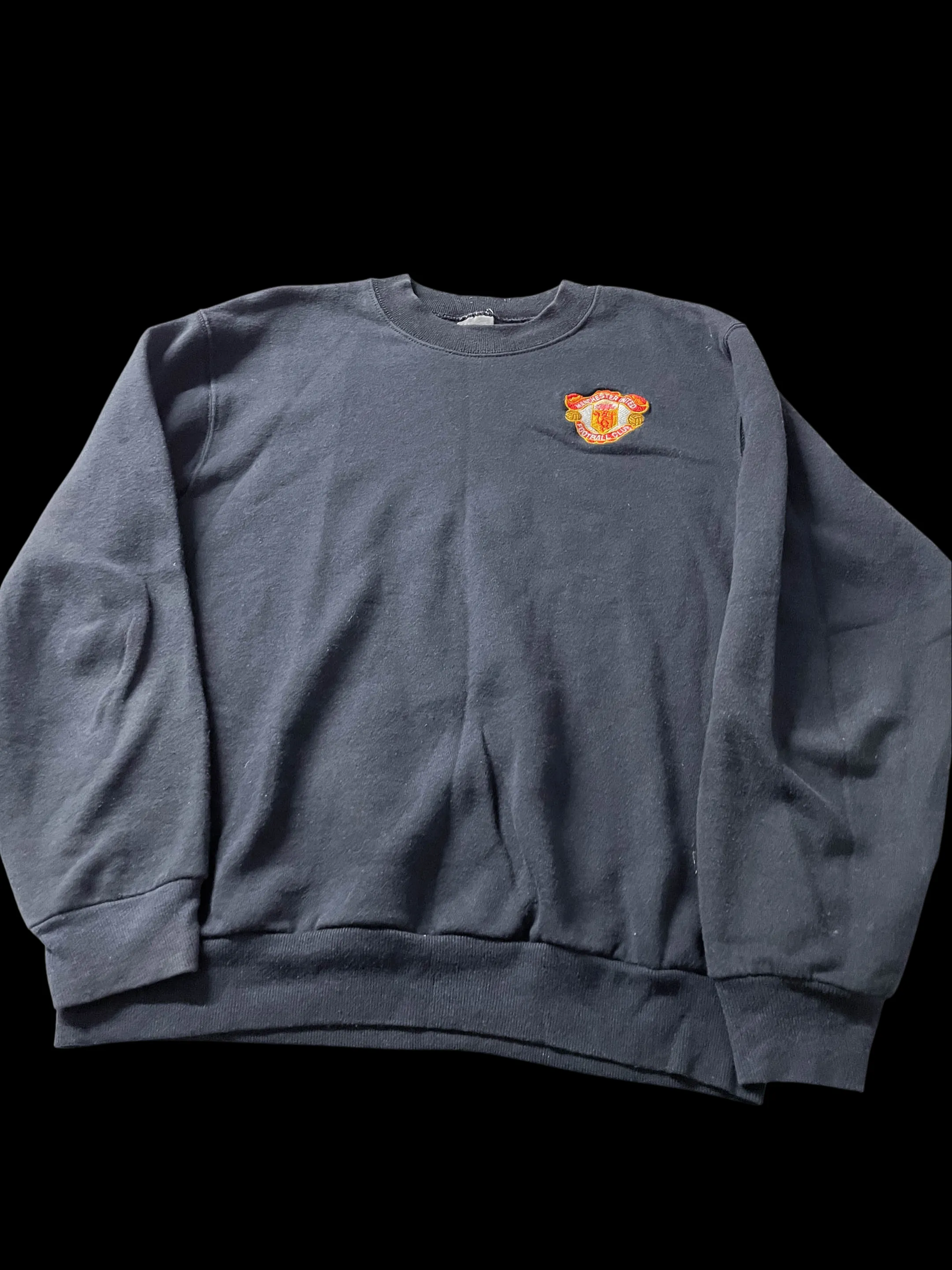 Vintage black Manchester United FC mens crew neck sweatshirt size S