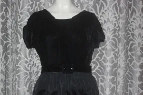 Vintage Jonathan Logan 1950's Black Velvet Party Dress S