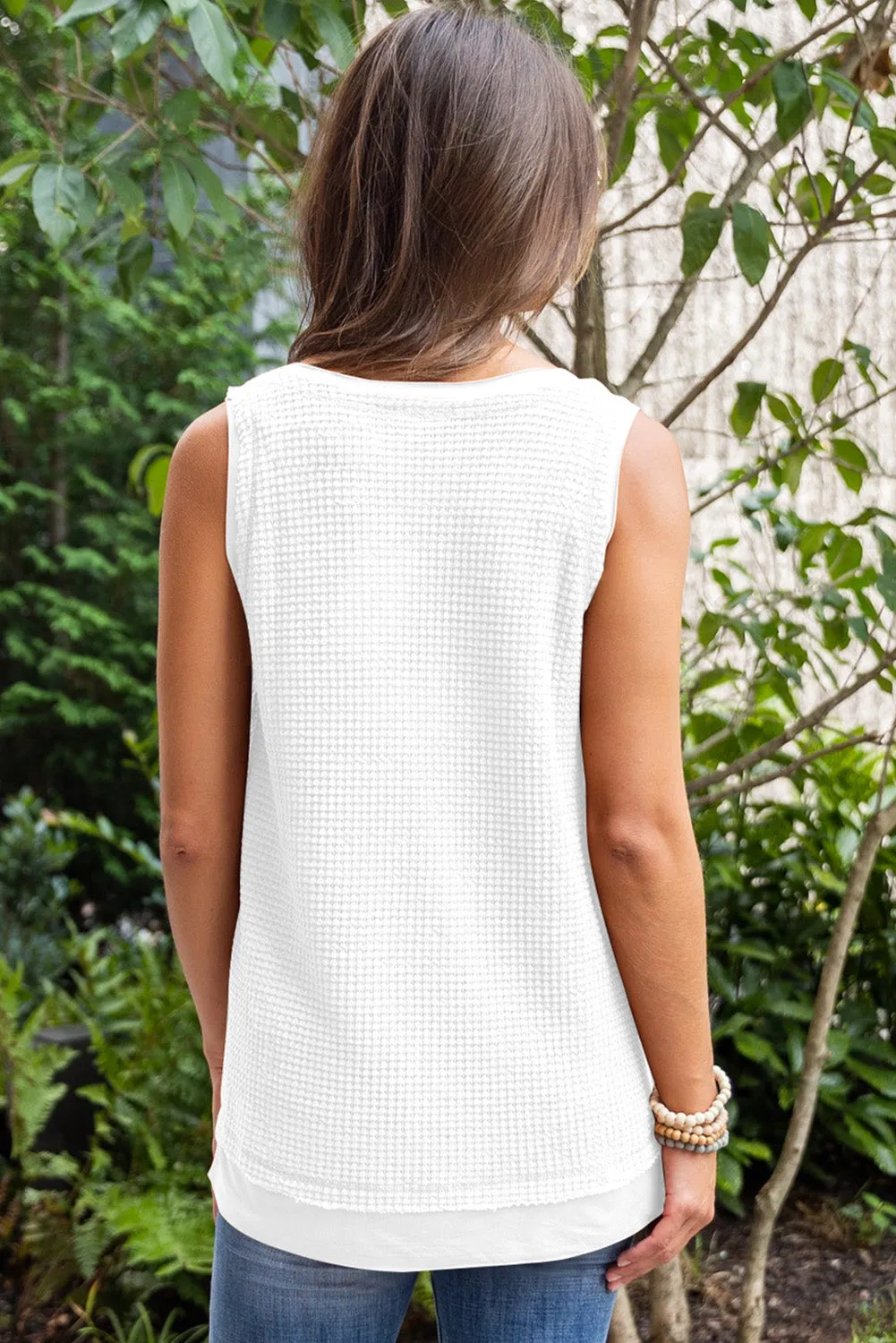 White Sequin Rugby Knit Tank