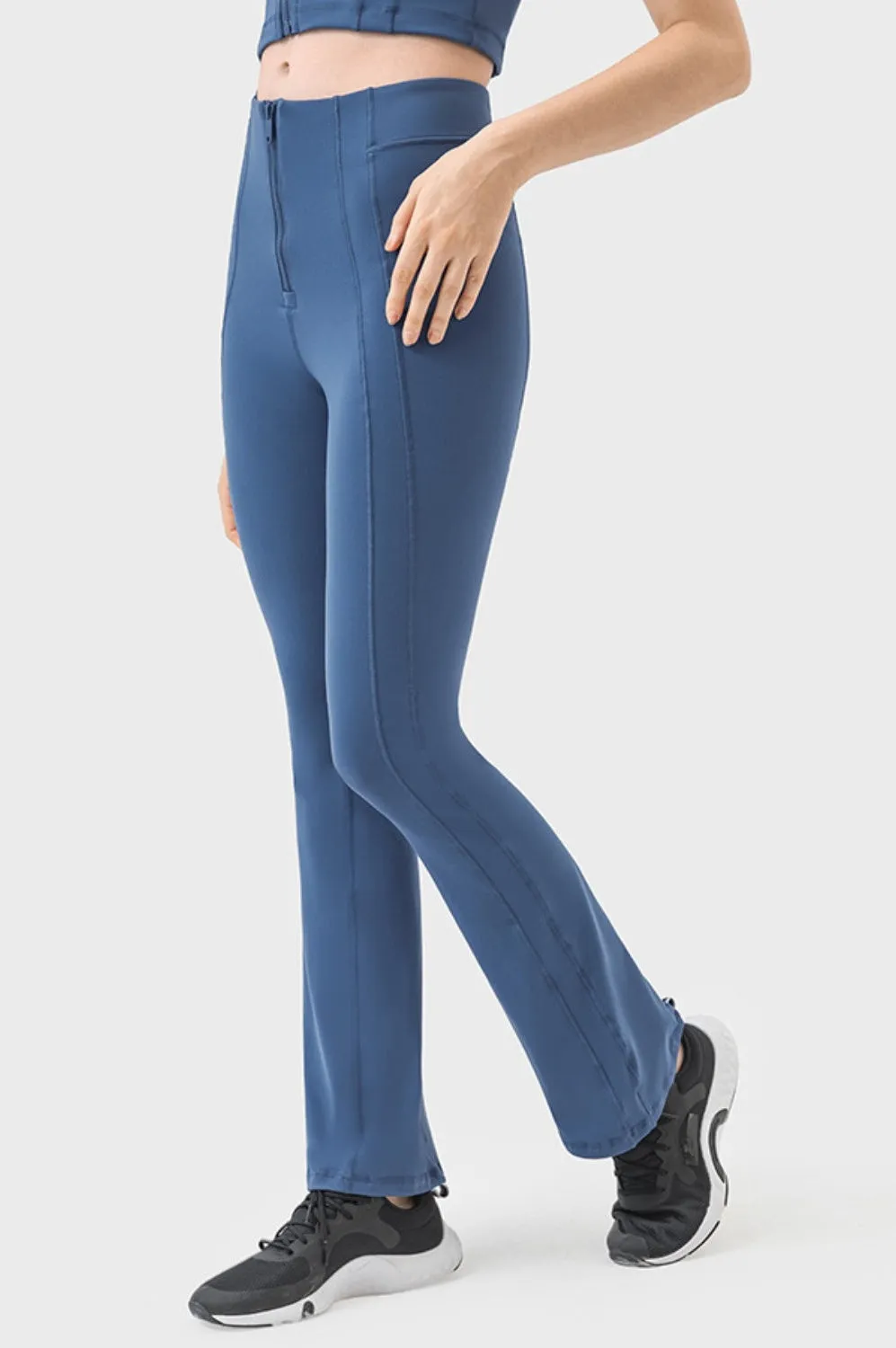 Women Zipper Detail High Waist Active Pants