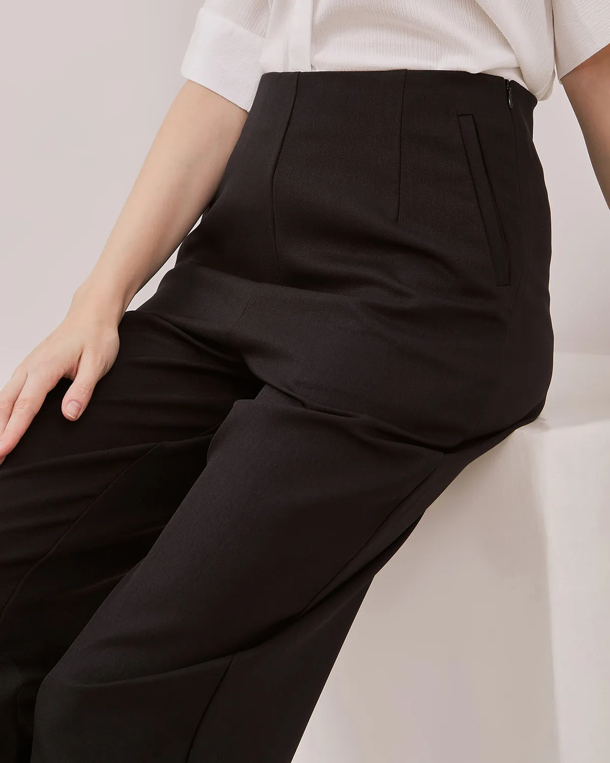 Women's Black High Waist Trousers