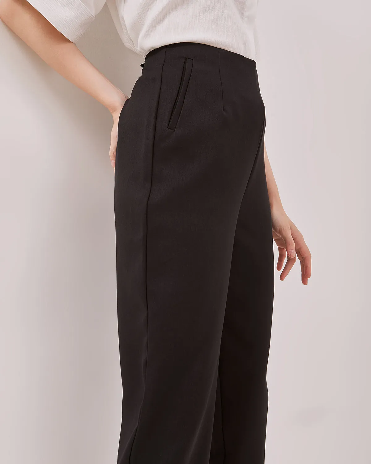 Women's Black High Waist Trousers