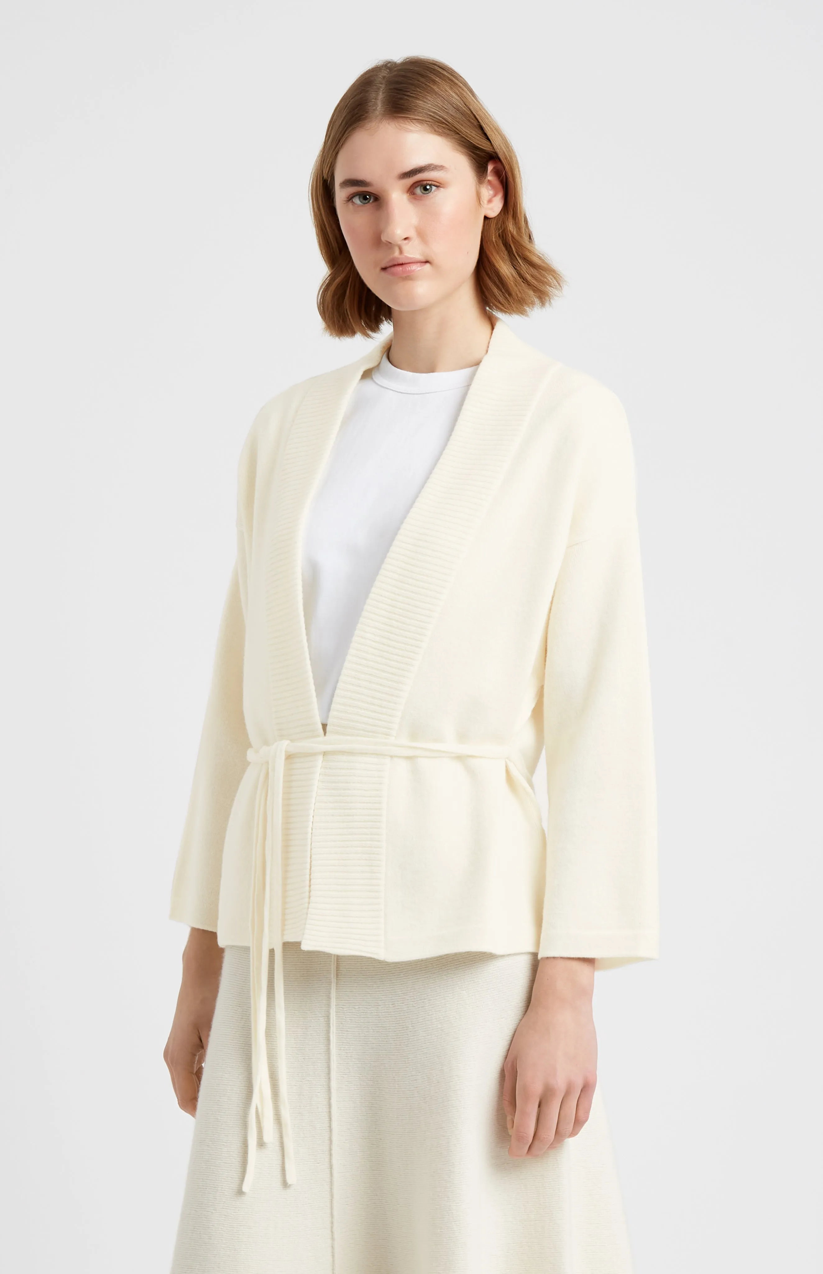 Women's Cashmere Blend Wrap Cardigan In Cream