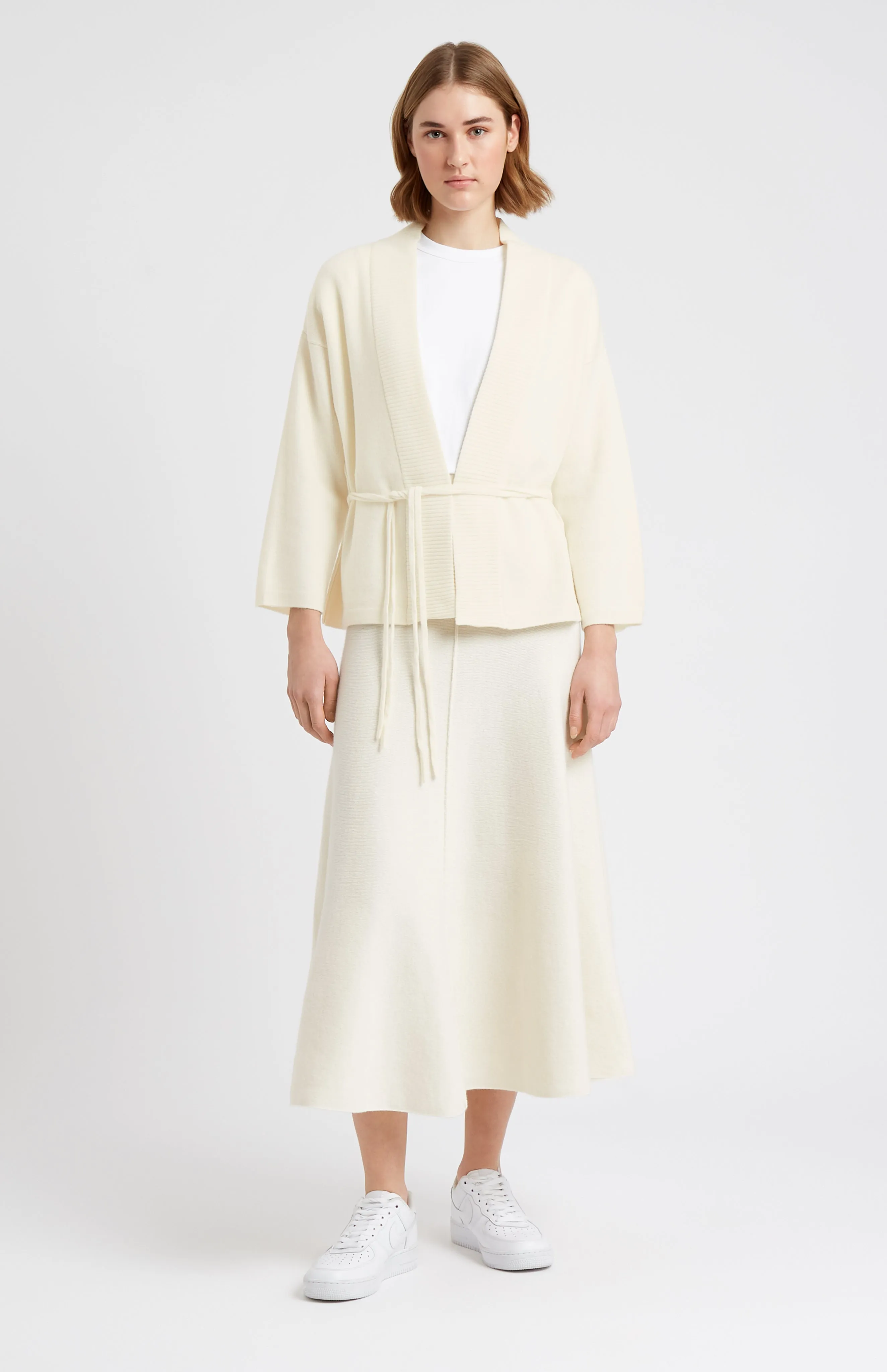 Women's Cashmere Blend Wrap Cardigan In Cream