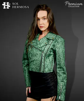 Women's Cropped Biker Leather Jacket - Roselyn