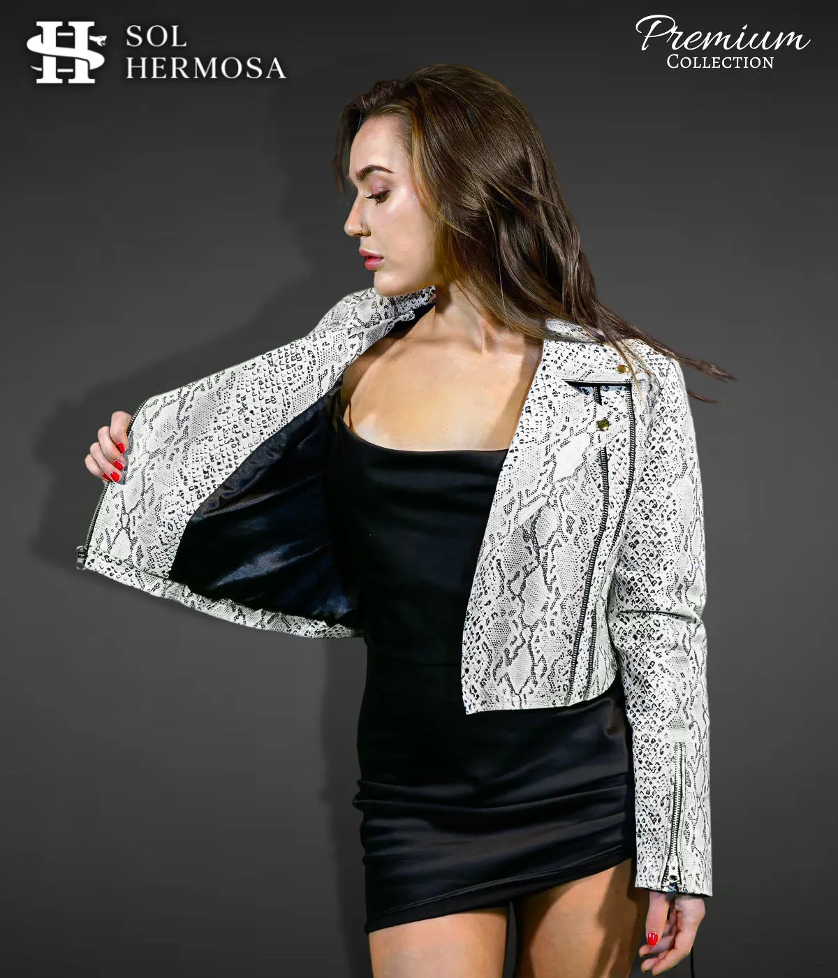 Women's Cropped Biker Leather Jacket - Roselyn