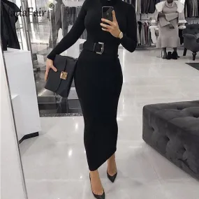 Women’s Maxi Slim Long Sleeve Turtleneck Dress