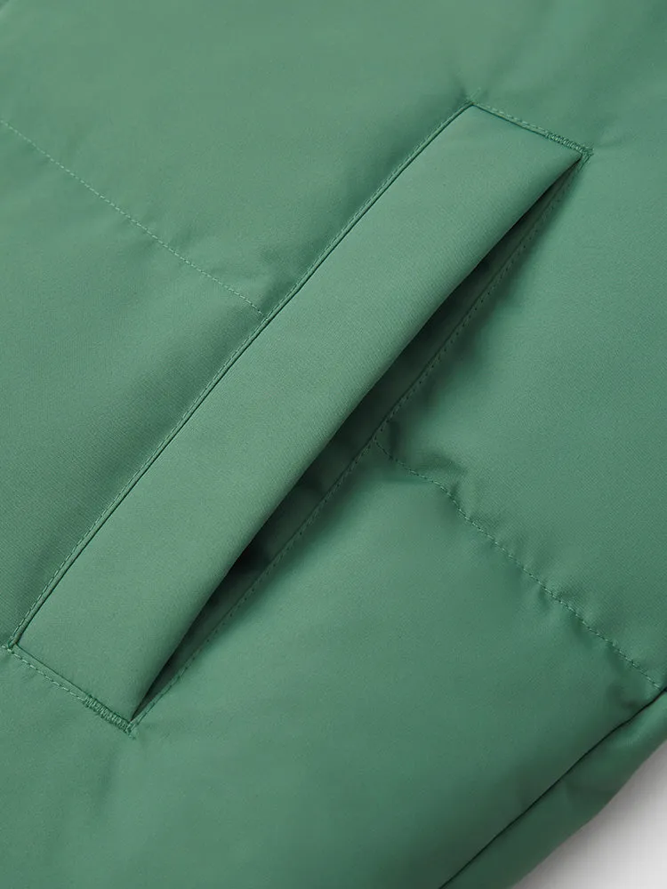 Women's medium green medium length regular down jacket