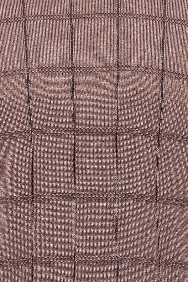 WSS Plaid Half Turtleneck Beige Sweater  - Singen